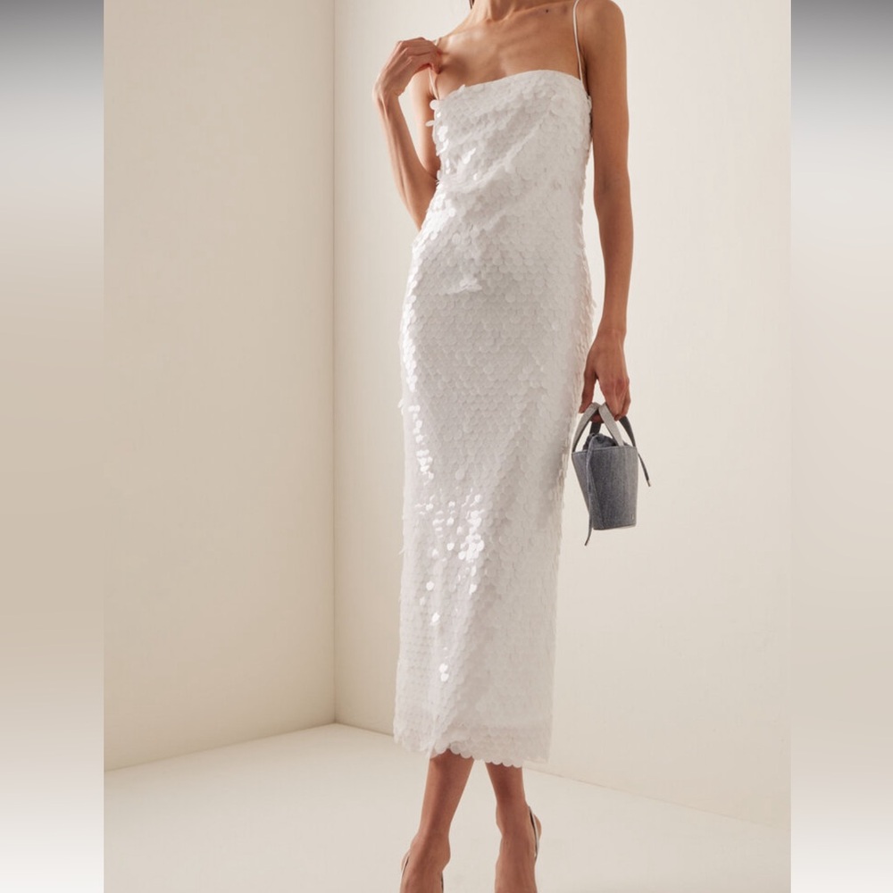 The New Arrivals Ilkyaz Ozel Phoenix Sequined Midi Dress White 36